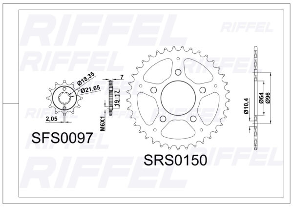 Kit Transmisión Riffel Titanium Honda CBX-250 Twister - Imagen 2