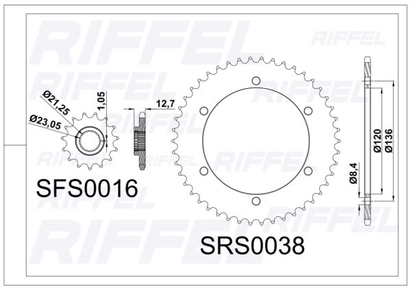 Kit Transmisión Riffel Titanium Yamaha XTZ-250 Lander - Imagen 2