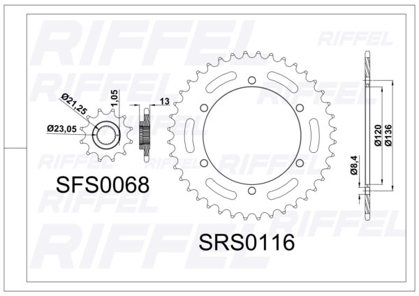 Kit Transmisión Riffel Titanium Yamaha XTZ-250 - Imagen 2