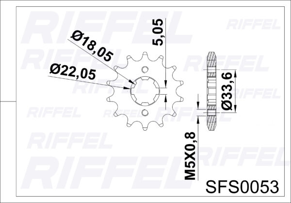Piñón Riffel Yamaha XTZ-150/FZ-16 14T - Imagen 2