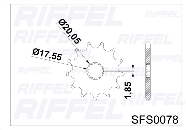 Piñón Riffel Yamaha YZ-125 13T - Imagen 2