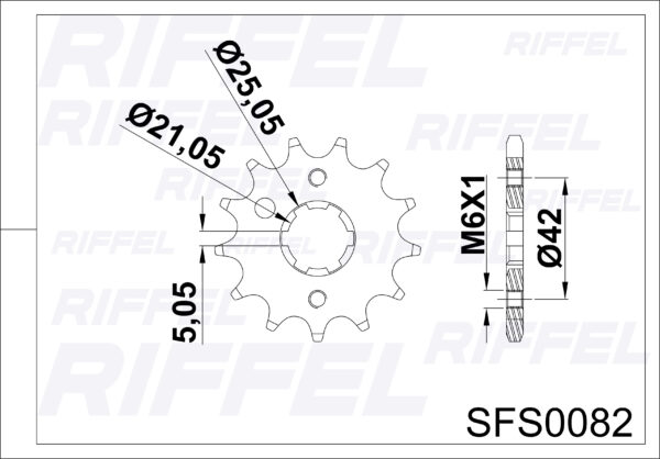 Piñón Riffel Yamaha WR-250/YFM-350/KDX-200/250 13T - Imagen 2