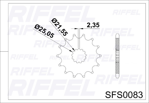 Piñón Riffel Yamaha YFZ-400/YZ-250/GS-500 15T - Imagen 2