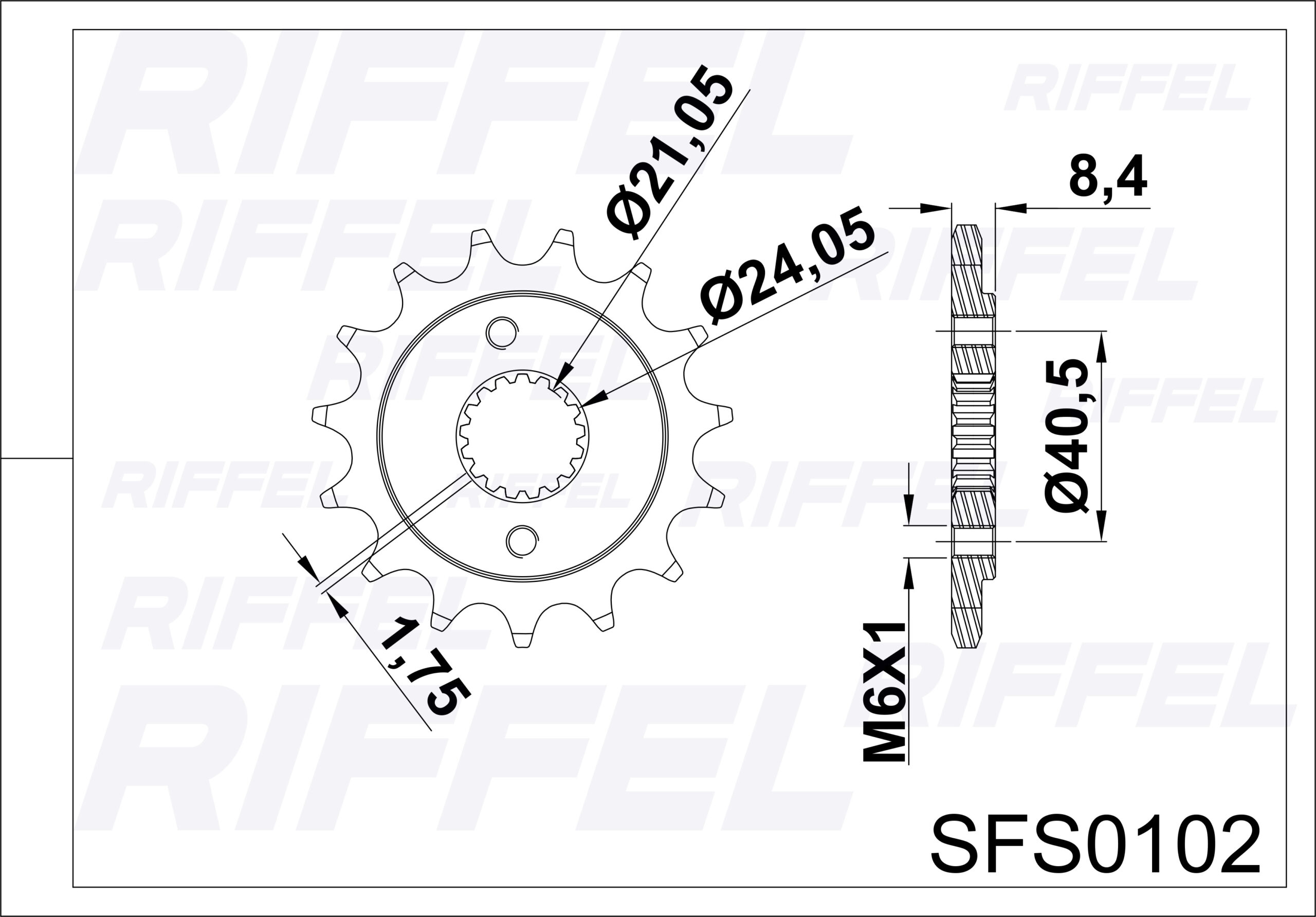 Piñón de Ataque RIFFEL Honda Falcon NX-400 - Imagen 2