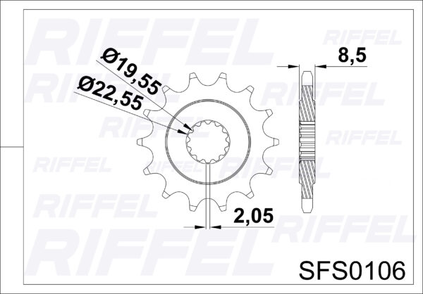 Piñón Riffel Yamaha Inazuma GW-250 14T - Imagen 2
