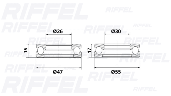 Set Cubeta de Dirección Riffel HONDA CB-300 / CB-250 / TWISTER/CBR-500 - Imagen 2