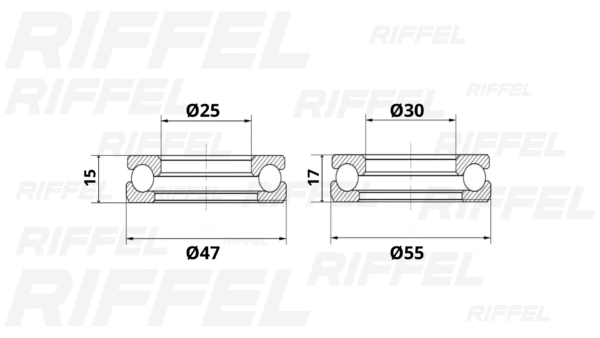 Set Cubeta de Dirección Riffel YAMAHA XTZ-250 / LANDER / XJ6 - Imagen 2