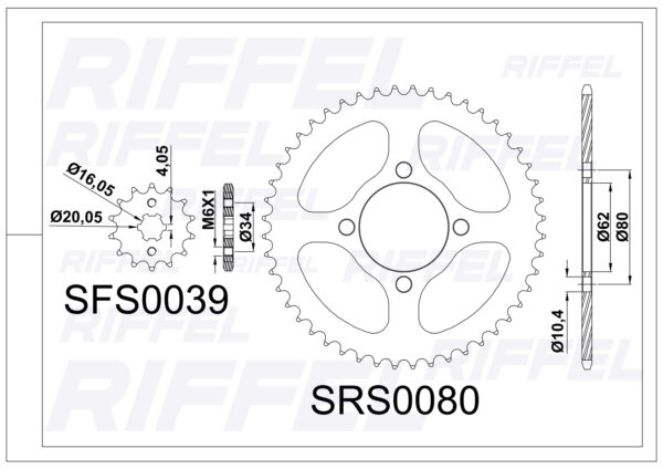 Kit transmisión Riffel TITANIUM YAMAHA XTZ-125 - Imagen 2