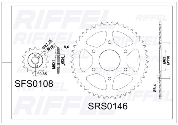 Kit transmisión Riffel TOP PULSAR DOMINAR 250 - Imagen 2