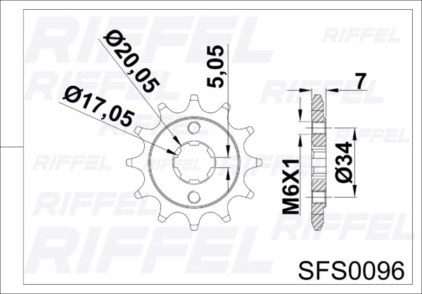 Piñón Riffel HONDA XR 200/250 ( 86-95 ) 14T - Imagen 2