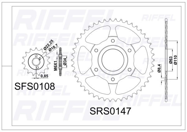 Kit Transmisión Riffel TITANIUM BAJAJ DOMINAR-250 - Imagen 2