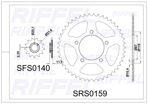 Kit Transmisión Riffel TITANIUM SUZUKI GIXXER-250 - Imagen 2
