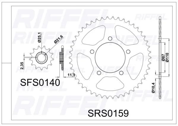 Kit Transmisión Riffel TITANIUM SUZUKI GIXXER-250 - Imagen 2